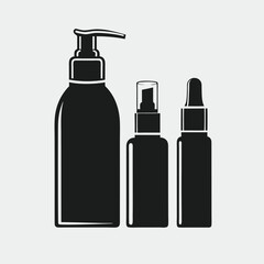 Clean Cosmetic Bottle Vector Set Logo Design.