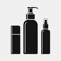 Clean Cosmetic Bottle Vector Set Logo Design.