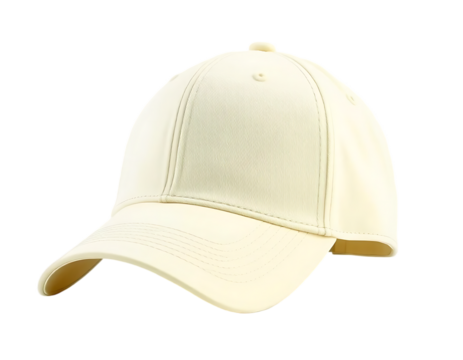 Cream-colored baseball cap isolated on a transparent background