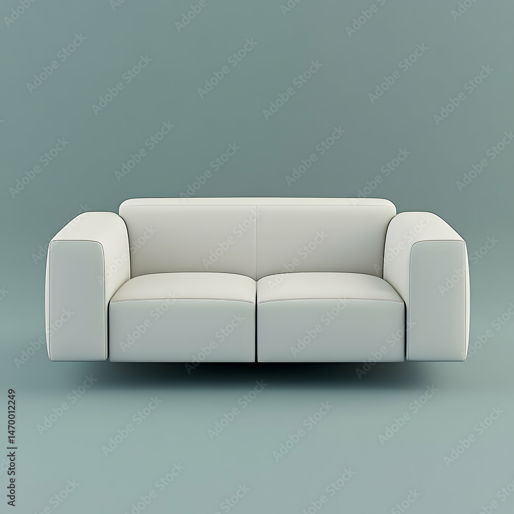Poster sofa, a single-seat sofa with two seats on the same side of each other, rectangular in shape, simple