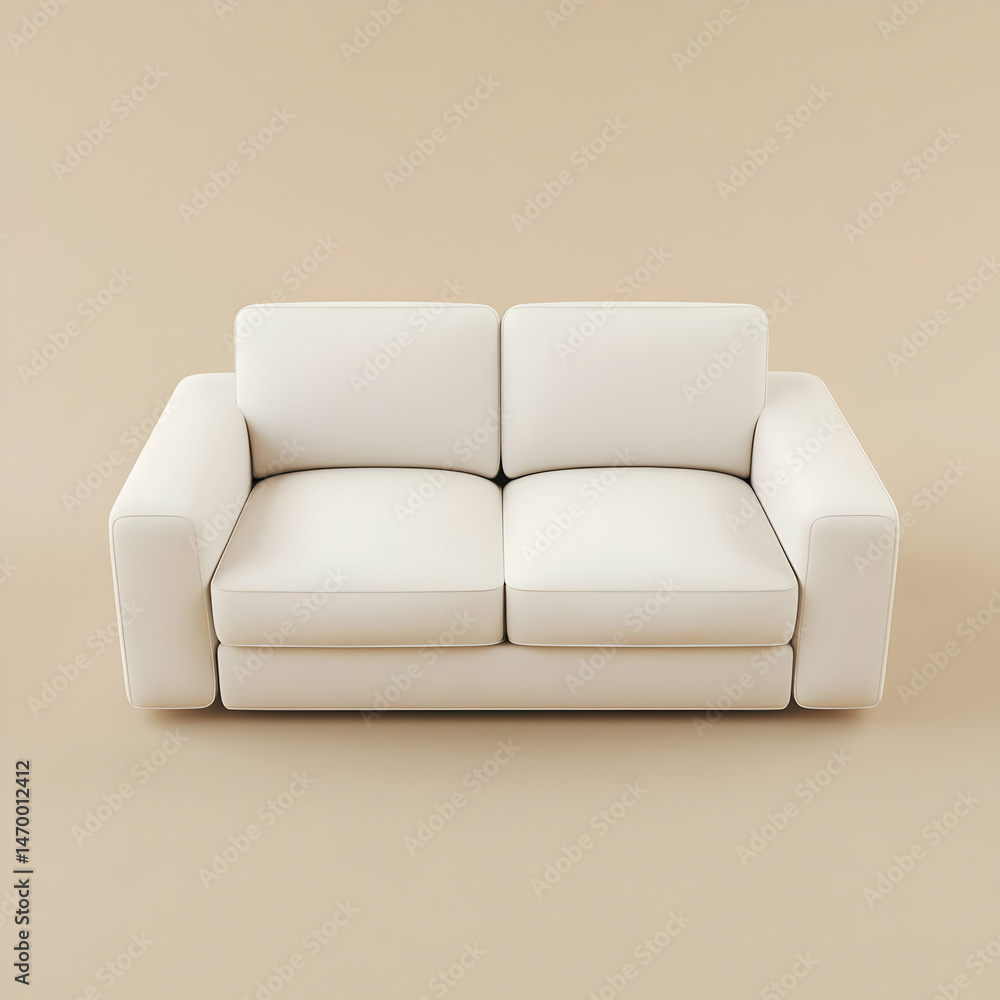 Poster sofa, a single-seat sofa with two seats on the same side of each other, rectangular in shape, simple