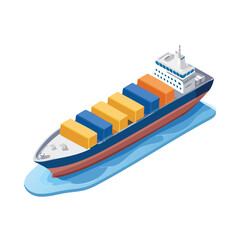 Cargo ship Vector Illustration with Flat Design, Clean Line Art, and Modern Minimalist AestheticArt.