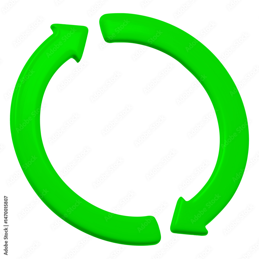Poster 3d green refresh or recycle arrows icon. stock vector on isolated background.