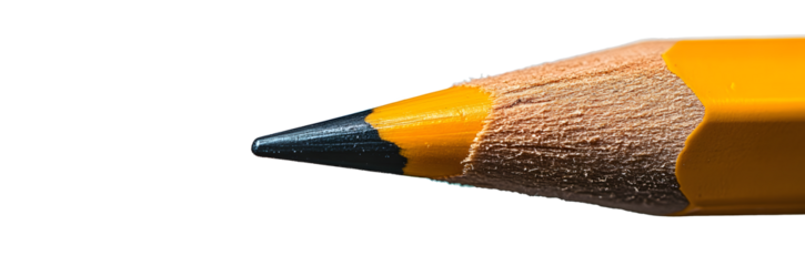On a transparent background, an image of a yellow pencil is generated using AI, highlighting its role as a fundamental tool in school offices for drawing and writing activities