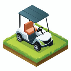 Golf cart Vector Illustration with Flat Design, Clean Line Art, and Modern Minimalist AestheticArt.