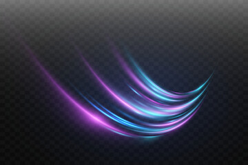Light trails, motion blur effect. High-speed light effect. Vector illustration. EPS 10.