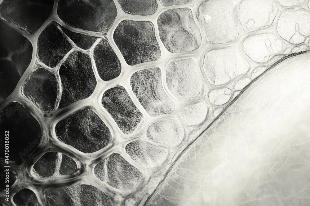 Aufkleber abstract grayscale image showcasing a unique honeycomb-like pattern with a textured, organic feel.