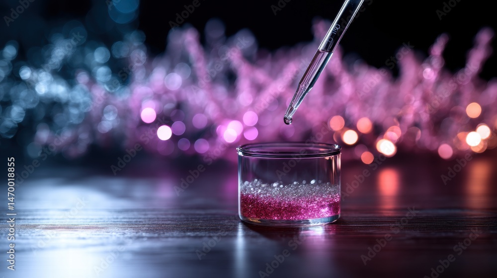 Poster scientist using pipette to deliver precise liquid in laboratory for research or experimentation purp