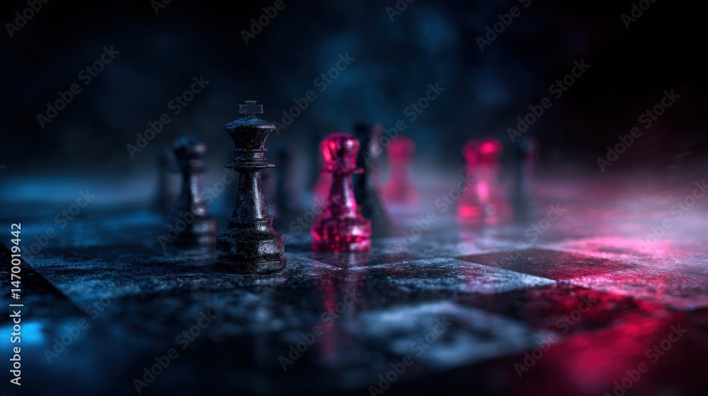 Aufkleber futuristic chess game reimagined with strategy elements in a mystical setting