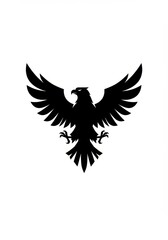 Fototapeta premium Silhouette of eagle with open wings on white background