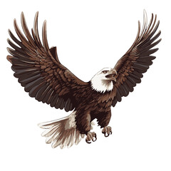 Majestic Bald Eagle Vector Illustration With Open Wings Soaring Freely Against White Background Patriotic Theme Wildlife Concept