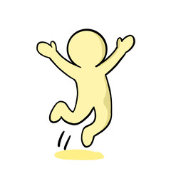 Joyful Cartoon Character Jumping with Enthusiasm Represents Happiness, Freedom, and Playfulness Ideal for Children's Projects or Positive Themes