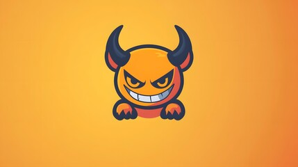 Clean Lined Cartoon Devil in Minimalist Style for Fun Halloween Art