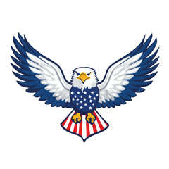 American Bald Eagle With Stars And Stripes Vector Illustration For Independence Day Celebrations And Patriotic Themes
