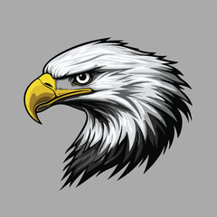 American Bald Eagle Head Profile Vector Illustration Patriotism Icon Wildlife Bird Symbol Clip Art Graphic Design