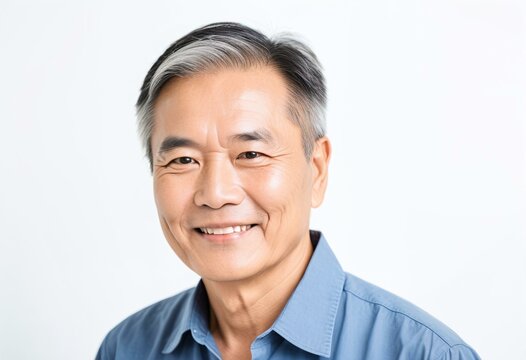 A smiling older man in a white shirt.