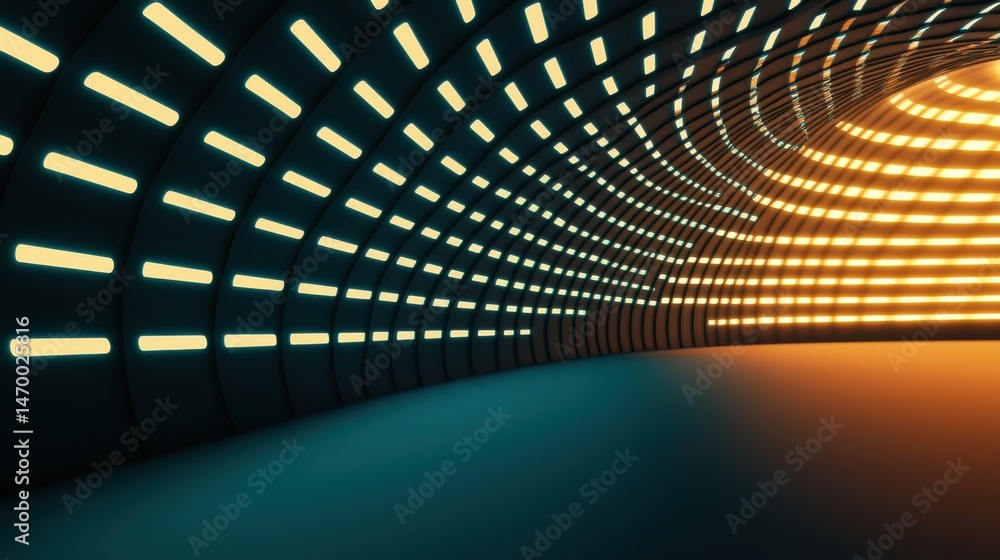 Poster ceiling grandeur concept, futuristic museum interior with illuminated ceiling and dynamic light patt