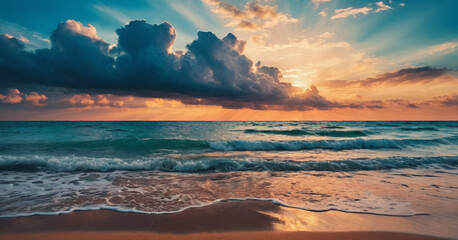 Fototapeta premium beautiful sunset and beatch 