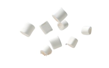 Falling marshmallow on white background.png