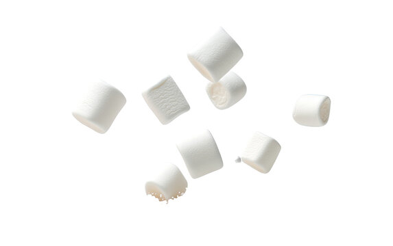 Falling marshmallow on white background.png