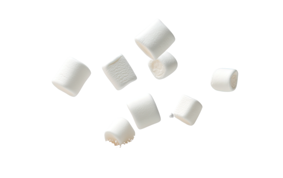 Falling marshmallow on white background.png