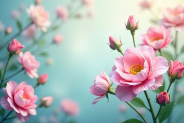 Fototapeta premium Delicate floral tapestry, pastel hues, soft focus, subtle, fabric