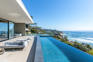 Modern Oceanfront Home with Infinity Pool - Space for Text
