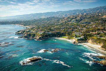 Obraz premium Aerial View of Laguna Beach Coastline and Homes