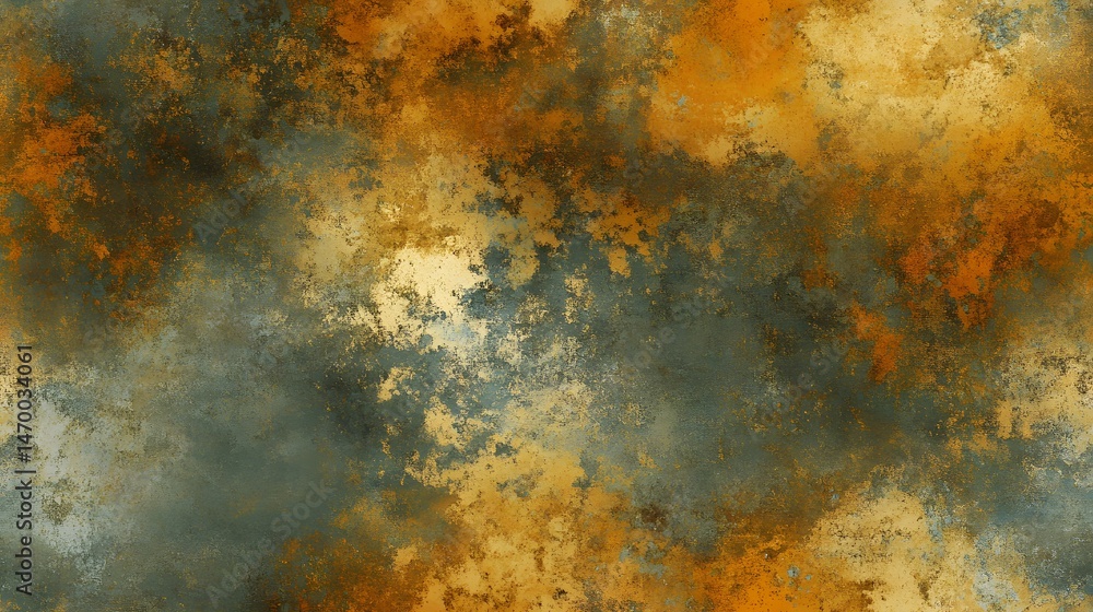 Poster textural abstract design of a mottled metallic surface.