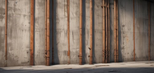 Grunge concrete wall, rusty pipes, glued poster mockup  Ideal for urban, industrial designs , wall, surface, pipes