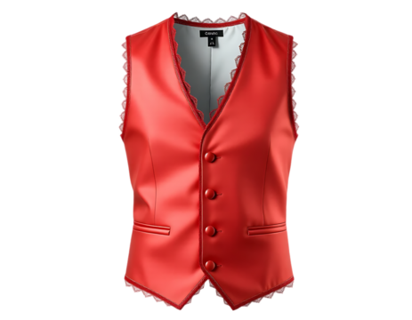 Elegant Red Vest with Lace Trim