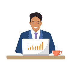 Businessman Reviewing Graph Vector
