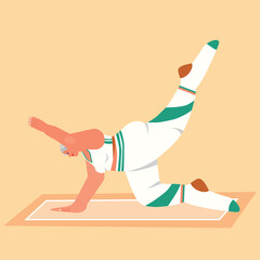 Body fat Woman doing yoga. Fitness and wellness concept.