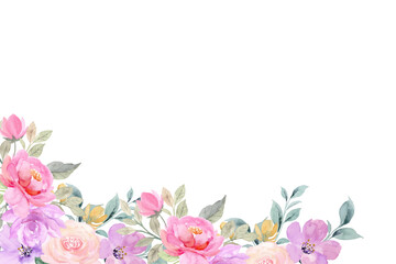 Watercolor flowers background vector for design.