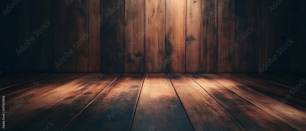 Aufkleber a warm inviting scene of richly textured wooden floor boards with a natural rustic appearance illumi
