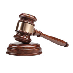 Wooden Gavel: Symbol of Justice and Legal Authority , isolated on white background png