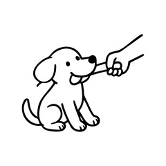A cheerful dog gripping one end of a rope toy, tugging with determination and a big grin, minimal sketch style, clean and expressive.
