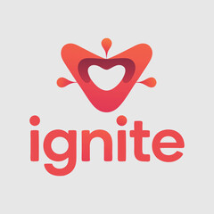 Abstract Ignite Logo Design with Heart Shape and Red Color Gradient