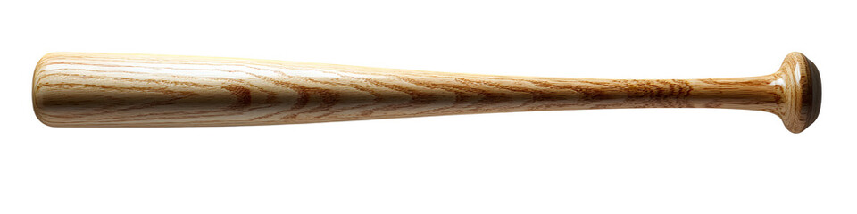 On a transparent background, a classic wooden baseball bat is depicted in isolation, a product of Generative Ai