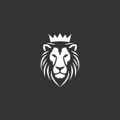 Vector logo of a lion king head wearing a crown suitable for use as an esport logo, brand identity, and also a tattoo