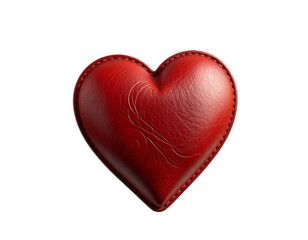 A 3D Red Leather Heart with Stitched Edges