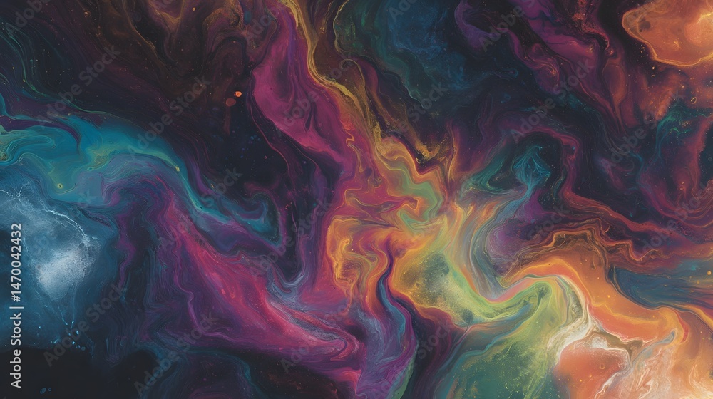 Poster vibrant multicolored abstract background with dynamic interlocking geometric shapes and patterns