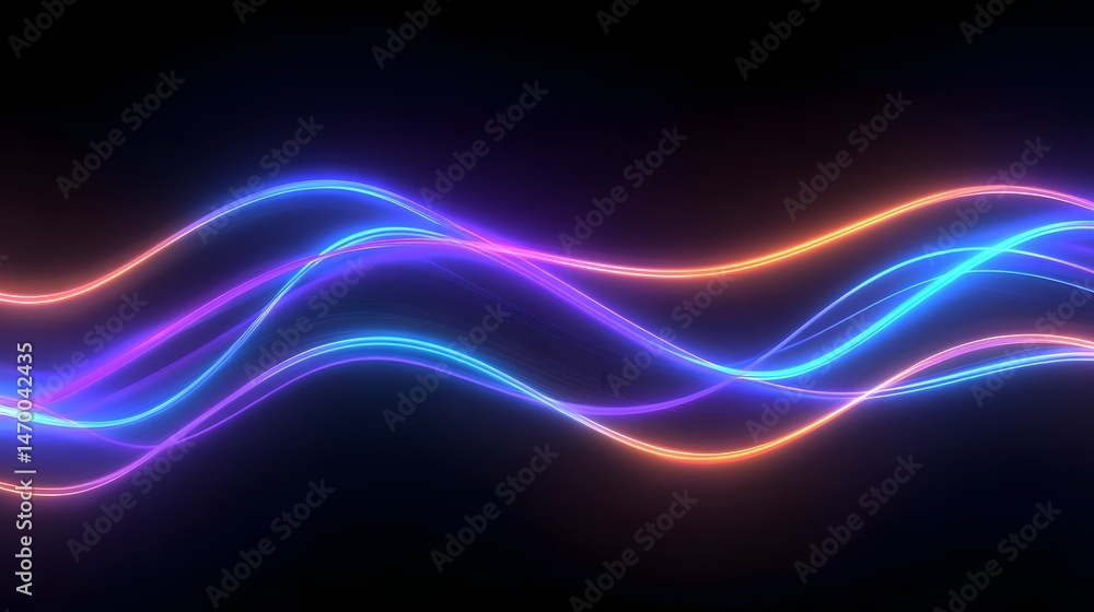Poster colorful neon waves and lines create a dynamic futuristic abstract background with a vibrant glowing