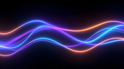 Colorful neon waves and lines create a dynamic futuristic abstract background with a vibrant glowing energy