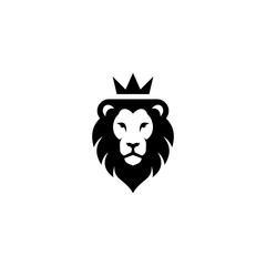 Vector logo of a lion king head wearing a crown suitable for use as an esport logo, brand identity, and also a tattoo