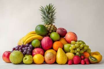 Pile of Fruit Still Life with Pineapple, Banana, Apple