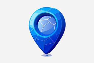 Abstract Blue Crystallized Map Pointer Location Icon