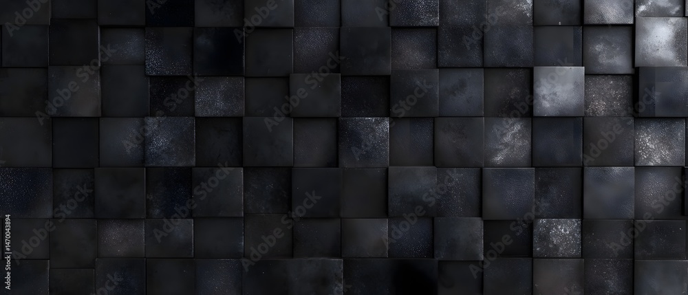 Poster a captivating abstract composition of geometric shapes and patterns in a dark moody monochrome palet