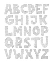 Hand-drawn pencil alphabet featuring uppercase and lowercase letters in a textured, sketch-style font. Ideal for creative projects, school materials, educational tools, and artistic typography designs