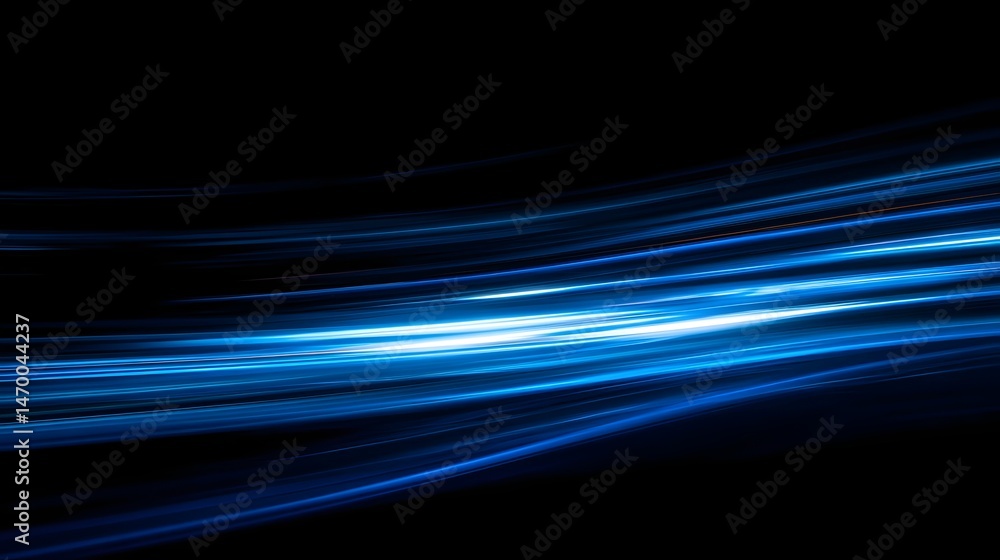 Poster captivating abstract image featuring dynamic light trails and streaks against a dark technological b